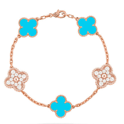 [Loran]LUCKY CLOVER 5-MOTIF BRACELET - TURQUOISE COLLECTION