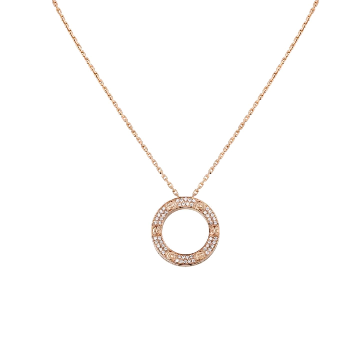 [Loran]LOVE LARGE CIRCULAR PENDANT FULL-PAVÉ DIAMOND NECKLACE