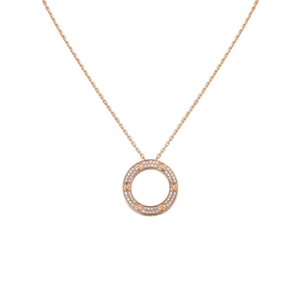 [Loran]LOVE LARGE CIRCULAR PENDANT FULL-PAVÉ DIAMOND NECKLACE