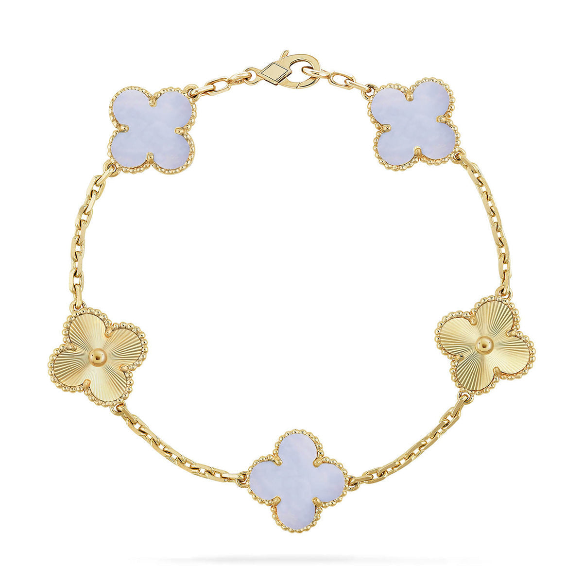 [Loran]LUCKY CLOVER 5-MOTIF BRACELET - PURPLE CHALCEDONY COLLECTION