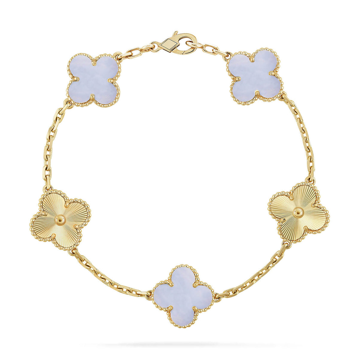 [Loran]LUCKY CLOVER 5-MOTIF BRACELET - PURPLE CHALCEDONY COLLECTION