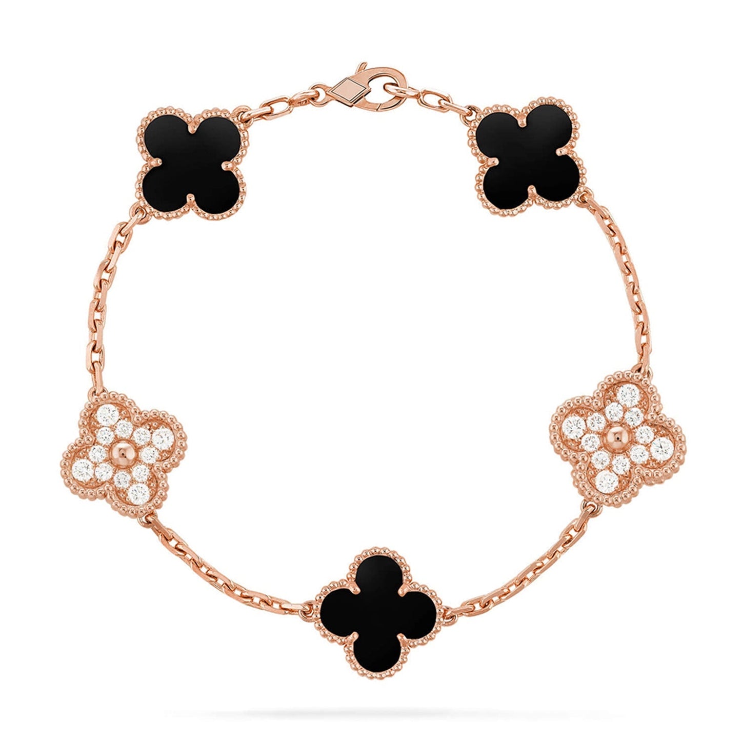 [Loran]LUCKY CLOVER 5-MOTIF BRACELET - BLACK OXNY COLLECTION