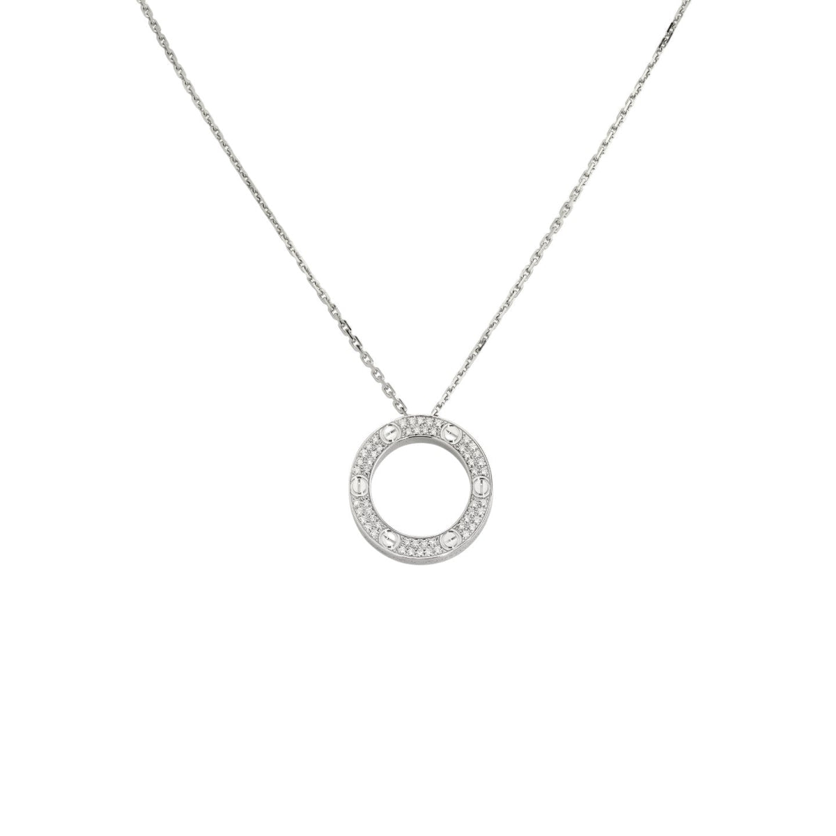 [Loran]LOVE LARGE CIRCULAR PENDANT FULL-PAVÉ DIAMOND NECKLACE