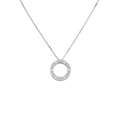 [Loran]LOVE LARGE CIRCULAR PENDANT FULL-PAVÉ DIAMOND NECKLACE