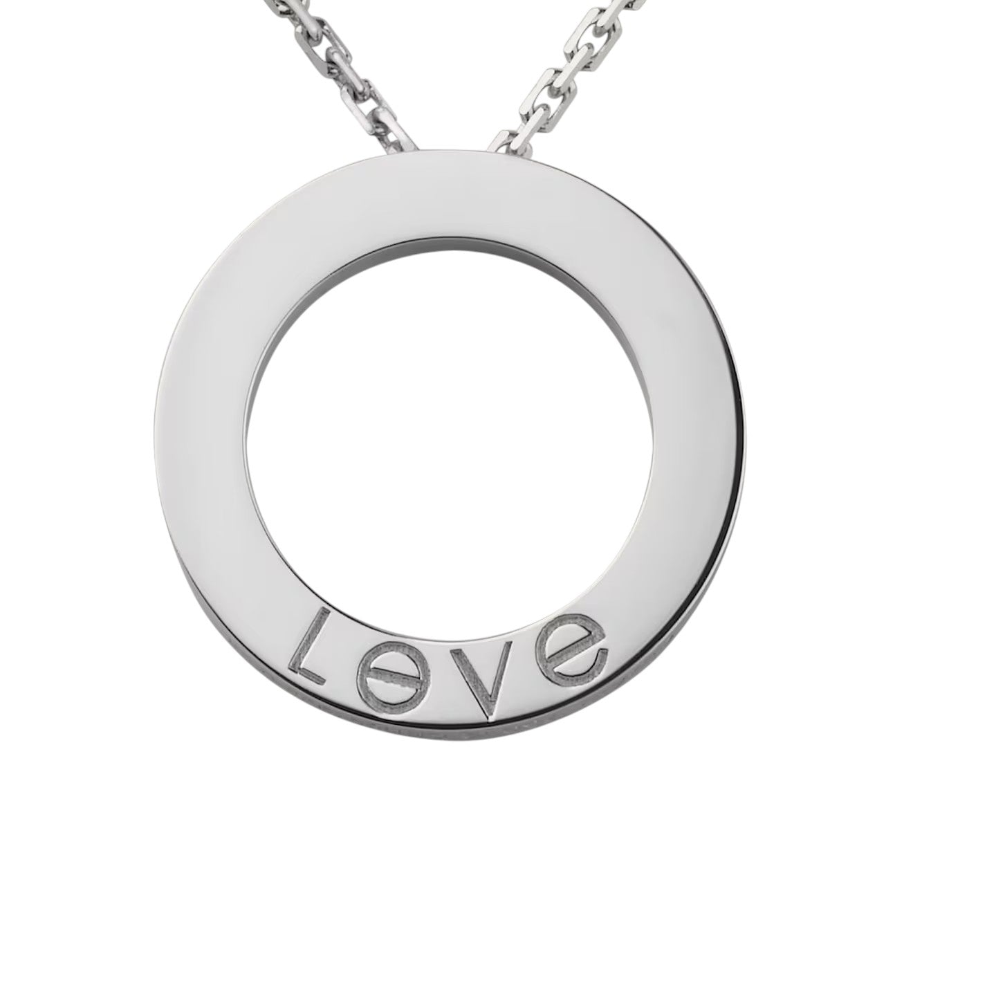 [Loran]LOVE LARGE CIRCULAR PENDANT 3-DIAMOND NECKLACE