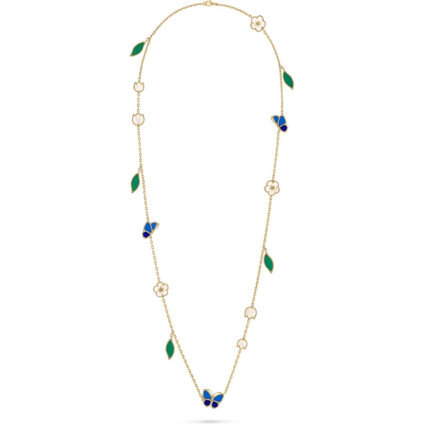 [Loran]LUCKY SPRING BUTTERFLY & FLOWER STATEMENT NECKLACE - 15-MOTIF FLORAL DESIGN