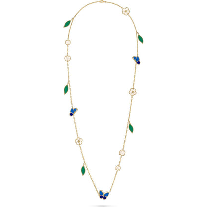 [Loran]LUCKY SPRING BUTTERFLY & FLOWER STATEMENT NECKLACE - 15-MOTIF FLORAL DESIGN