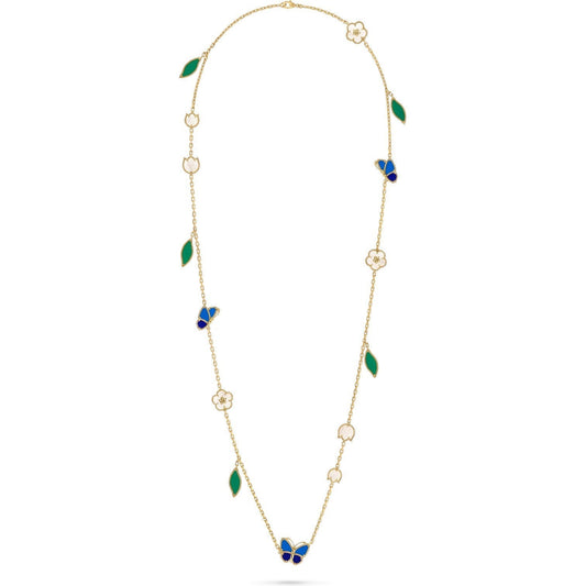 [Loran]LUCKY SPRING BUTTERFLY & FLOWER STATEMENT NECKLACE - 15-MOTIF FLORAL DESIGN