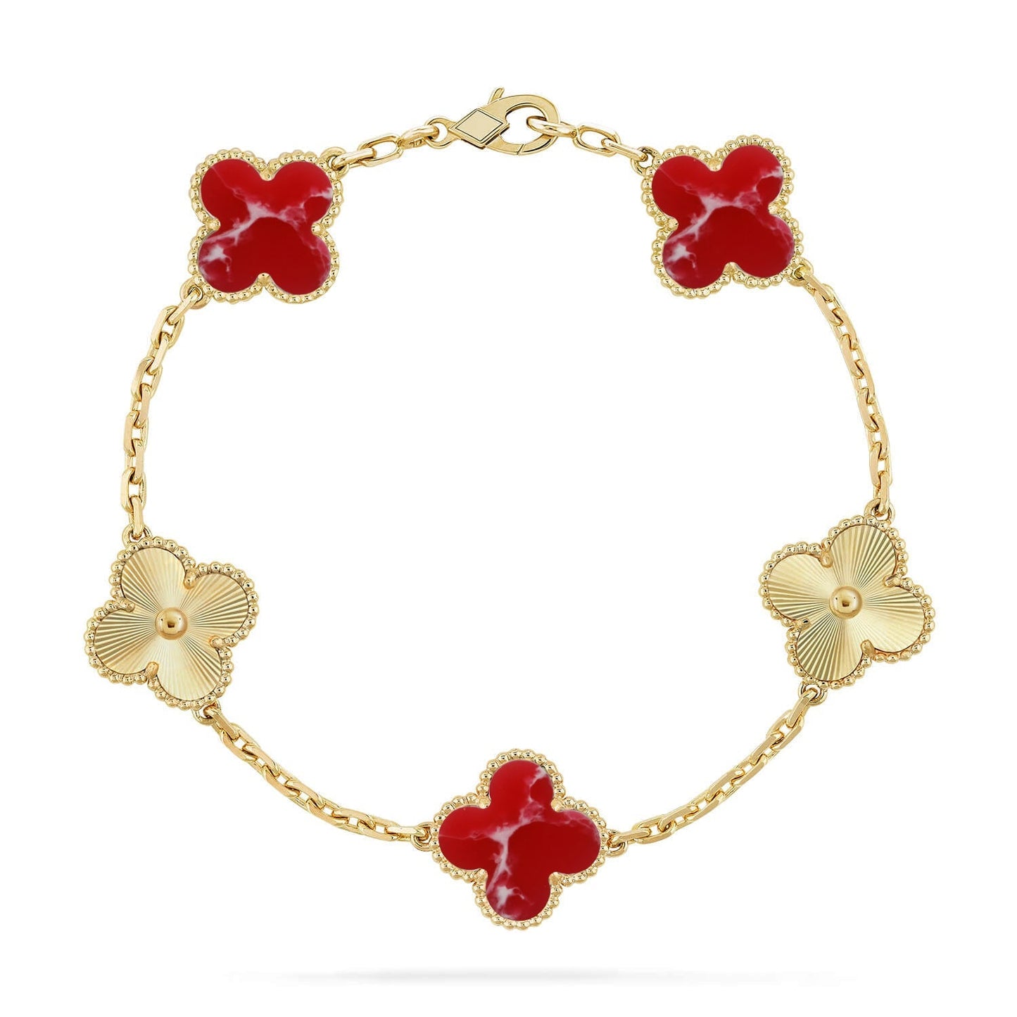 [Loran]LUCKY CLOVER 5-MOTIF BRACELET - RED LARIMAR COLLECTION
