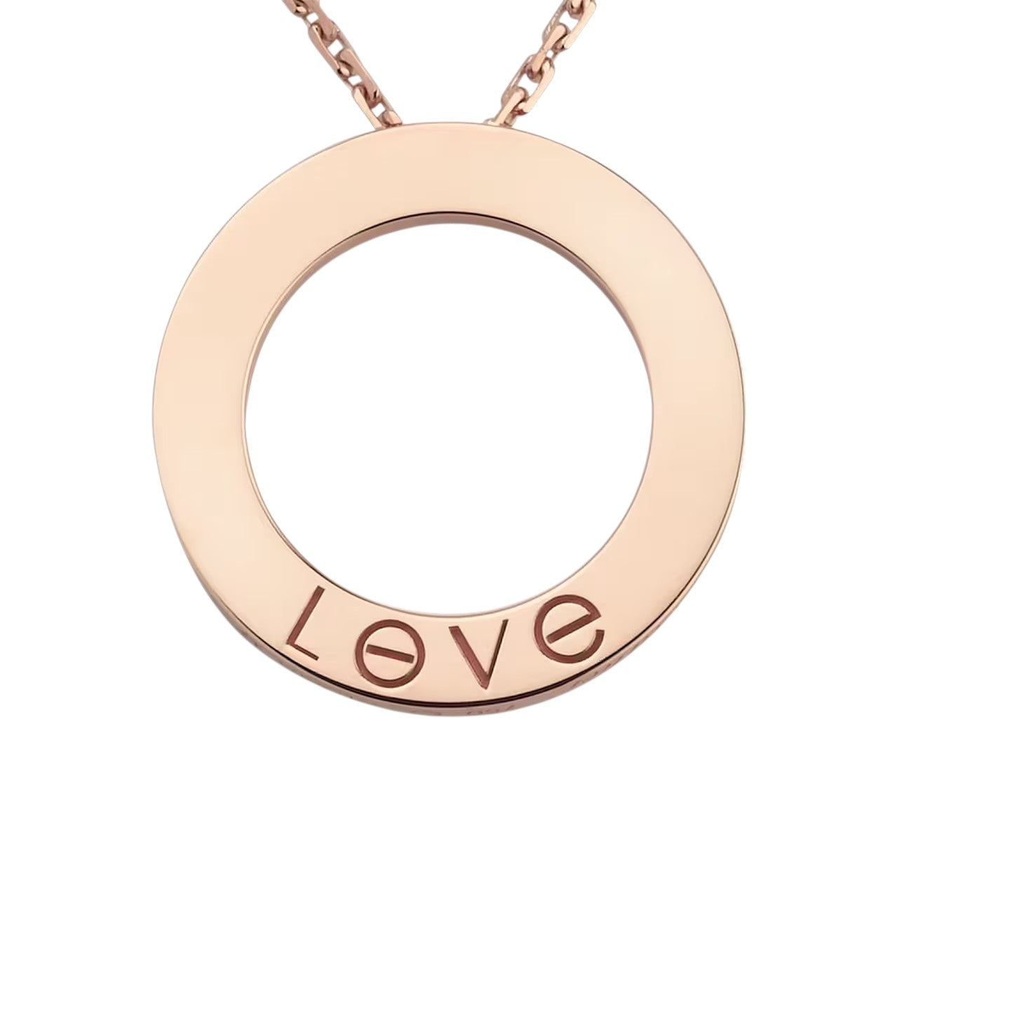 [Loran]LOVE LARGE CIRCULAR PENDANT 3-DIAMOND NECKLACE