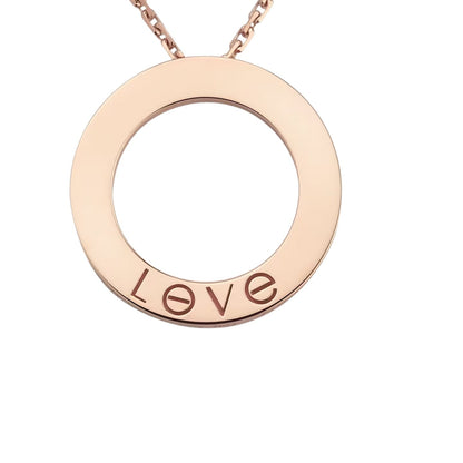 [Loran]LOVE LARGE CIRCULAR PENDANT 3-DIAMOND NECKLACE
