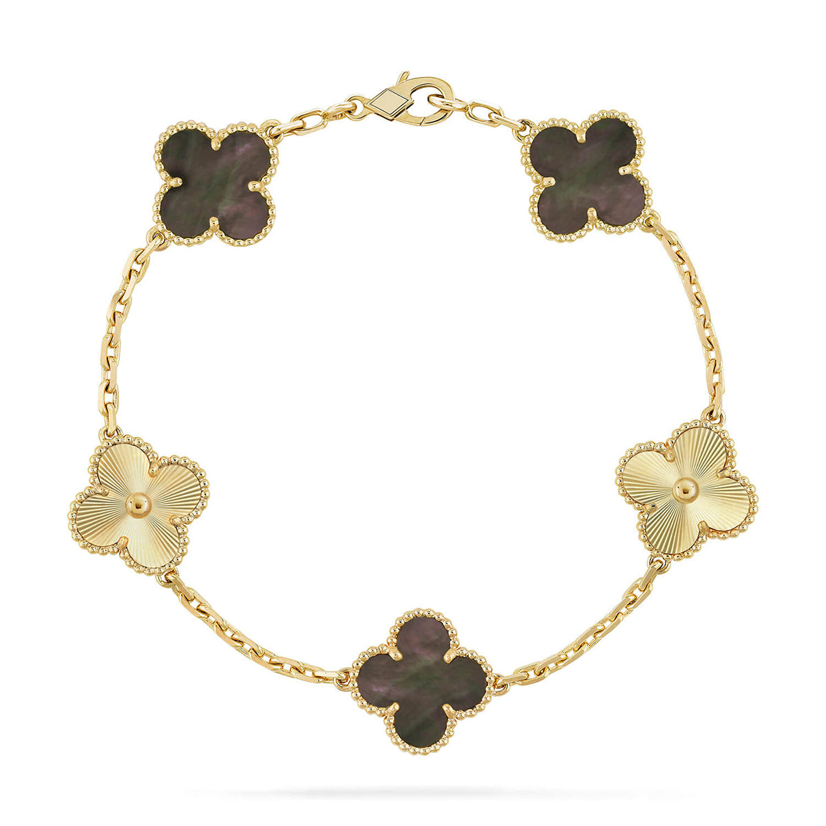 [Loran]LUCKY CLOVER 5-MOTIF BRACELET - GREY MOTHER-OF-PEARL COLLECTION