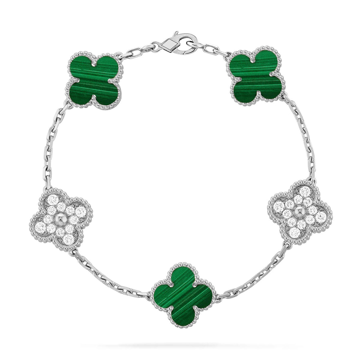 [Loran]LUCKY CLOVER 5-MOTIF BRACELET - MALACHITE COLLECTION