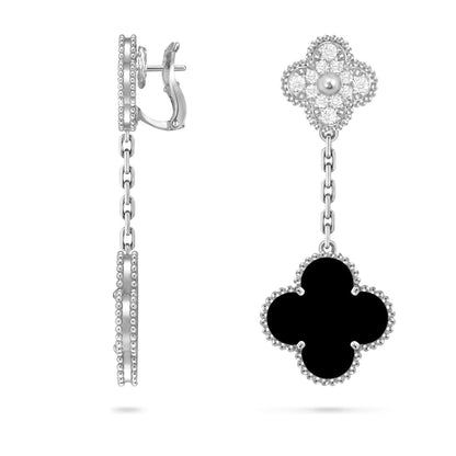 [Loran]CLOVER DUAL-MOTIF STATEMENT STUD EARRINGS - DOUBLE-CHARM COLLECTION