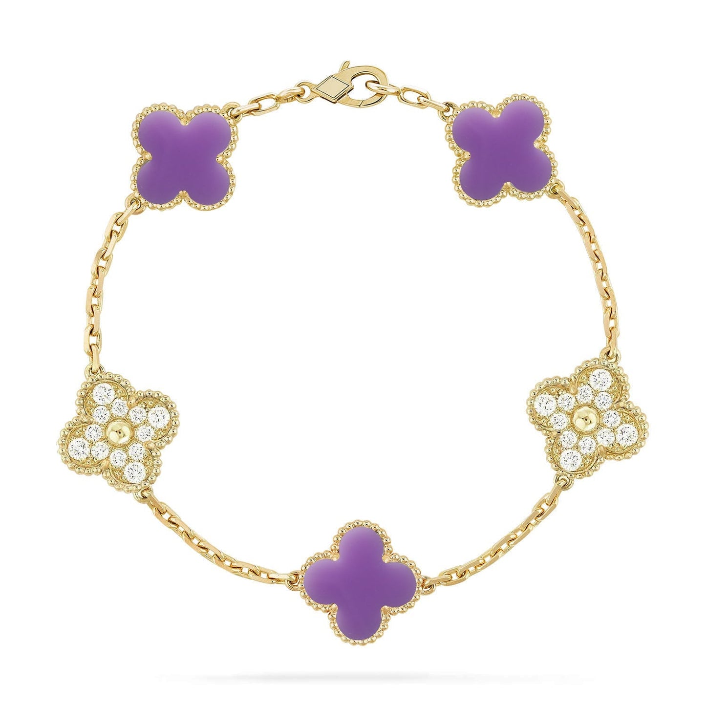 [Loran]LUCKY CLOVER 5-MOTIF BRACELET - LAVENDER COLLECTION