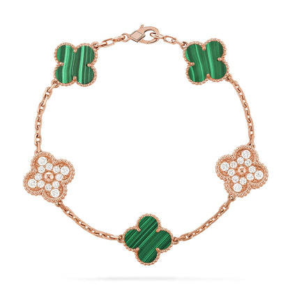 [Loran]LUCKY CLOVER 5-MOTIF BRACELET - MALACHITE COLLECTION