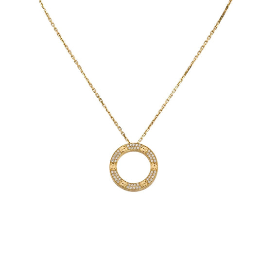 [Loran]LOVE LARGE CIRCULAR PENDANT FULL-PAVÉ DIAMOND NECKLACE