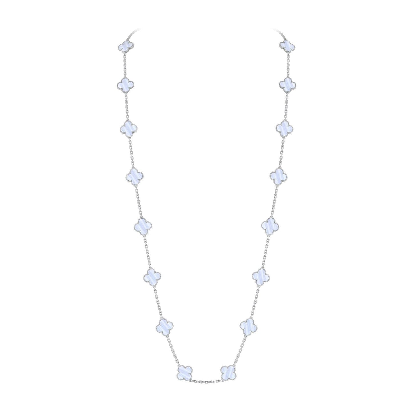 [Loran]CLASSIC 20-MOTIF LUCKY CLOVER LONG NECKLACE WHITE GOLD COLLECTION