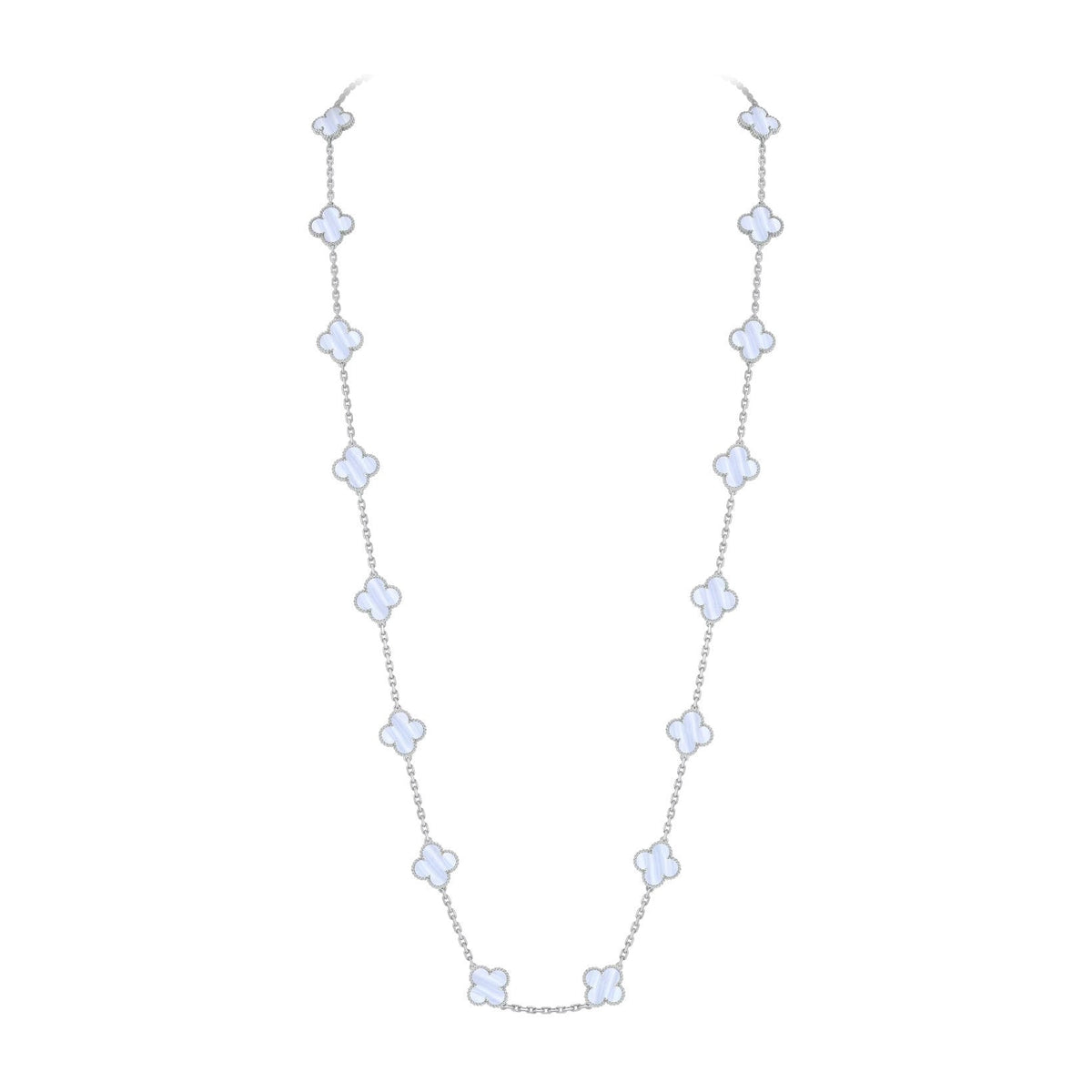 [Loran]CLASSIC 20-MOTIF LUCKY CLOVER LONG NECKLACE WHITE GOLD COLLECTION