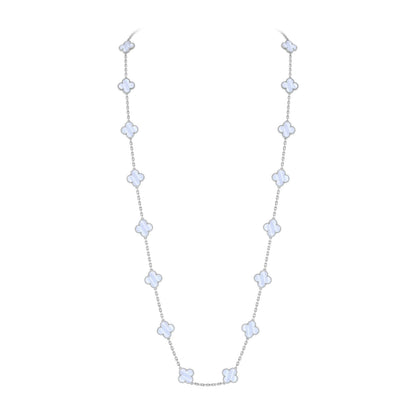[Loran]CLASSIC 20-MOTIF LUCKY CLOVER LONG NECKLACE WHITE GOLD COLLECTION