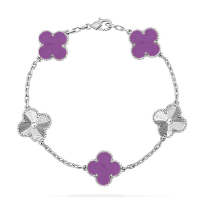 [Loran]LUCKY CLOVER 5-MOTIF BRACELET - VIOLET COLLECTION