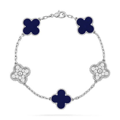 [Loran]LUCKY CLOVER 5-MOTIF BRACELET - LAPIS LAZULI COLLECTION