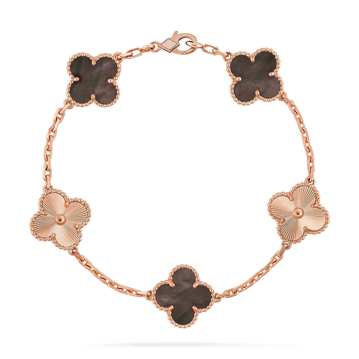 [Loran]LUCKY CLOVER 5-MOTIF BRACELET - GREY MOTHER-OF-PEARL COLLECTION