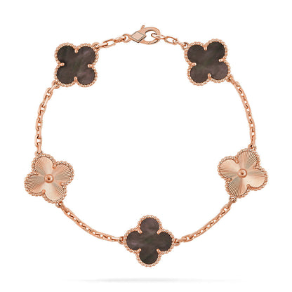 [Loran]LUCKY CLOVER 5-MOTIF BRACELET - GREY MOTHER-OF-PEARL COLLECTION