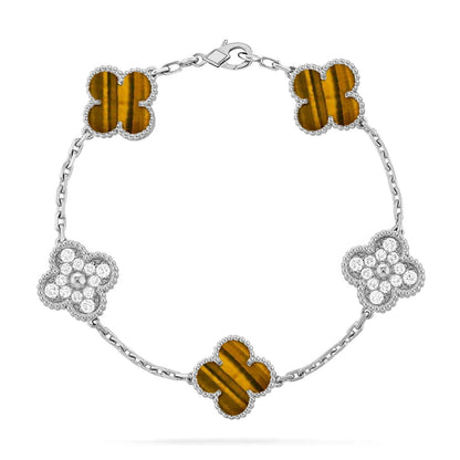 [Loran]LUCKY CLOVER 5-MOTIF BRACELET -  TIGER’S EYE COLLECTION