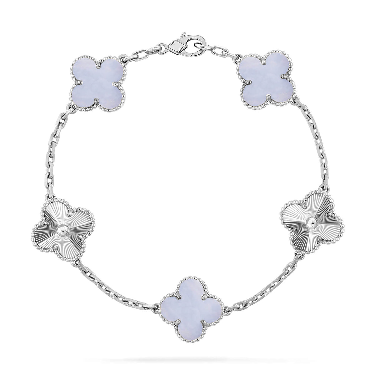 [Loran]LUCKY CLOVER 5-MOTIF BRACELET - PURPLE CHALCEDONY COLLECTION