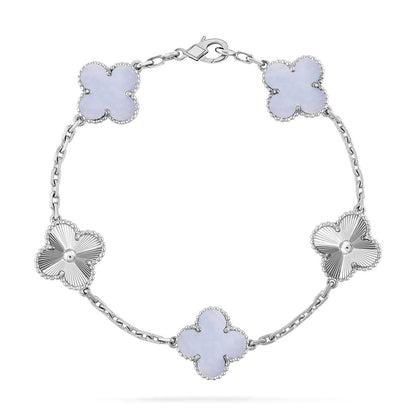 [Loran]LUCKY CLOVER 5-MOTIF BRACELET - PURPLE CHALCEDONY COLLECTION