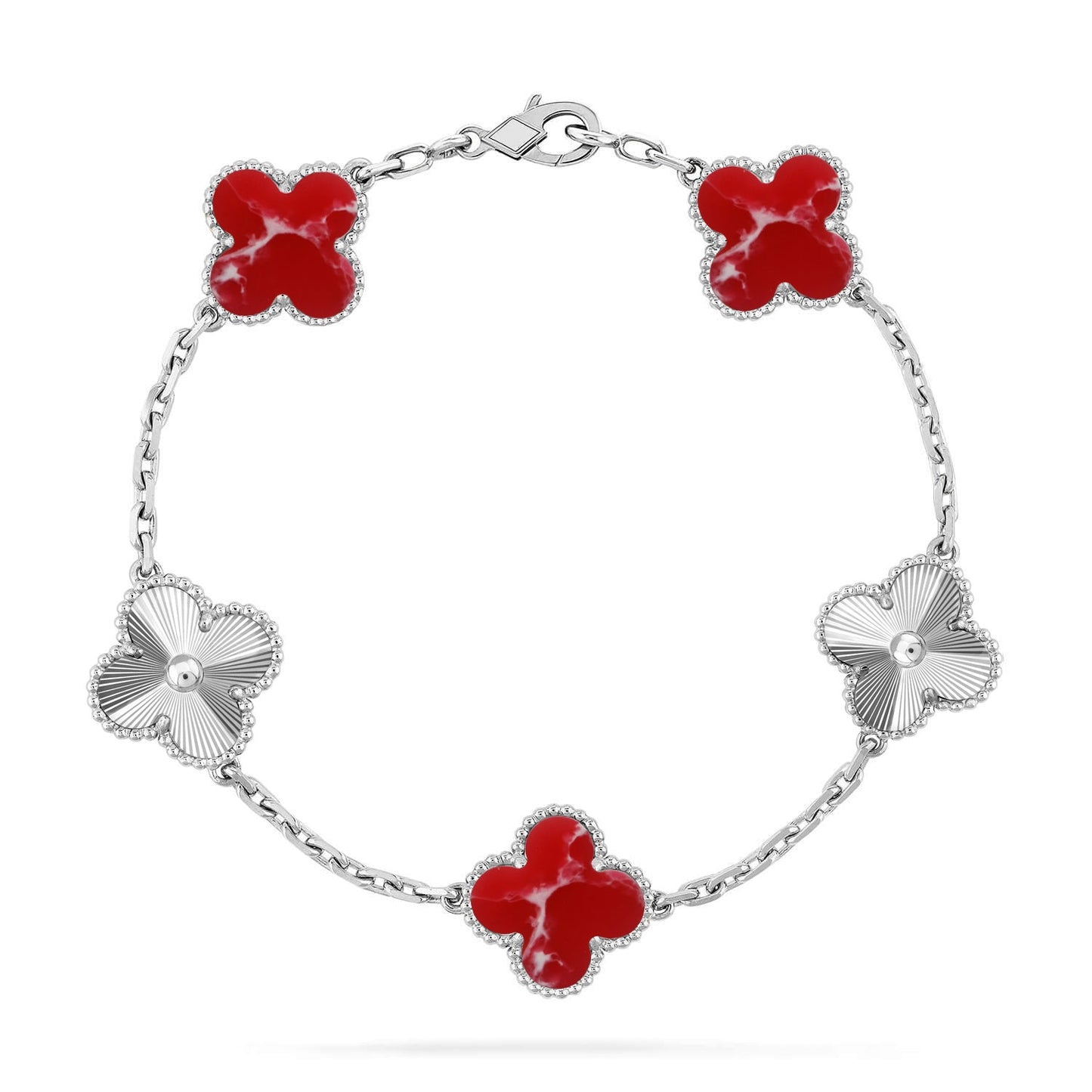[Loran]LUCKY CLOVER 5-MOTIF BRACELET - RED LARIMAR COLLECTION