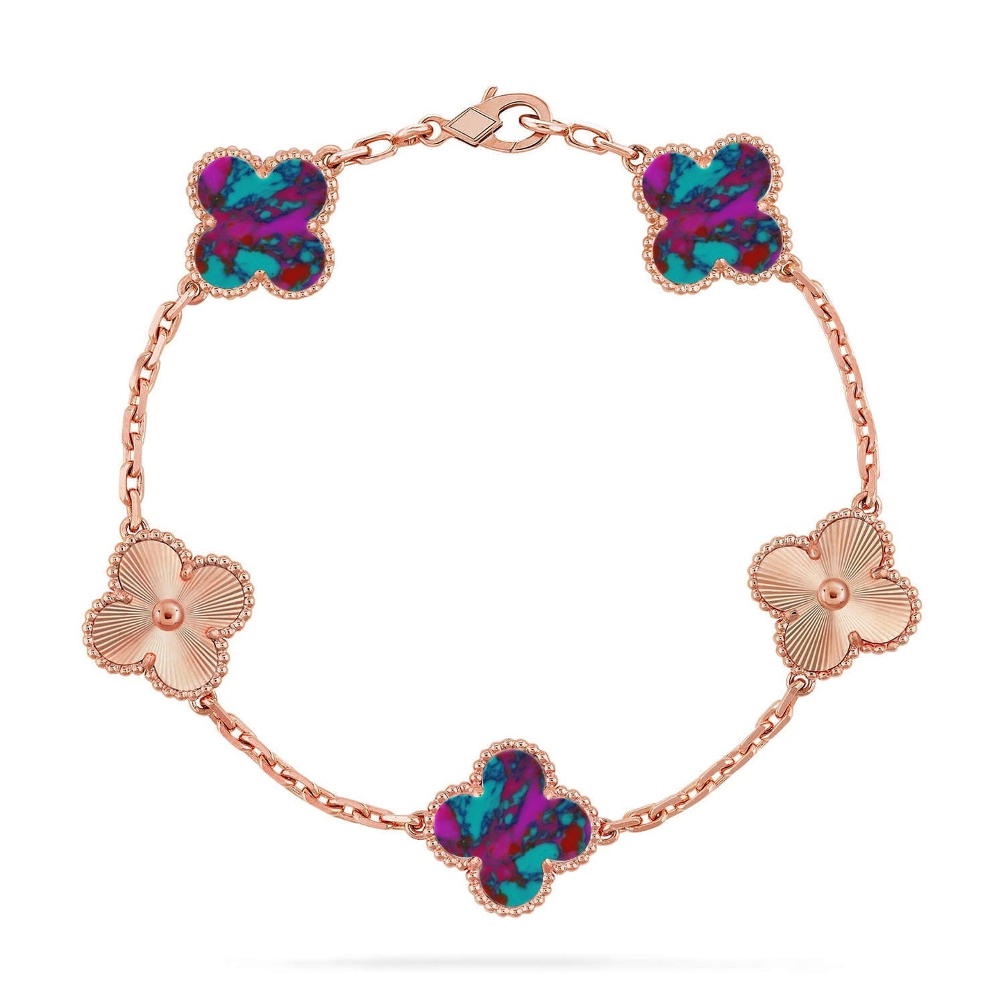[Loran]LUCKY CLOVER 5-MOTIF BRACELET - MULTI-GEM COLLECTION