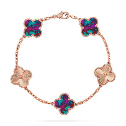 [Loran]LUCKY CLOVER 5-MOTIF BRACELET - MULTI-GEM COLLECTION