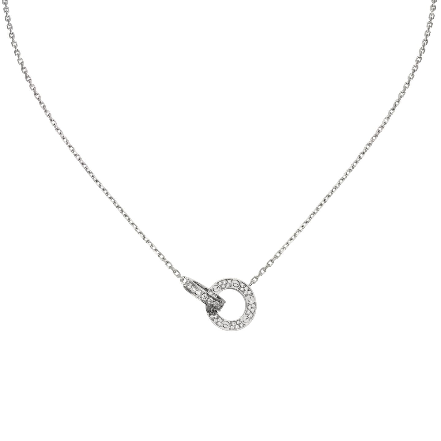 [Loran]LOVE DOUBLE-RING PENDANT FULL-PAVÉ NECKLACE