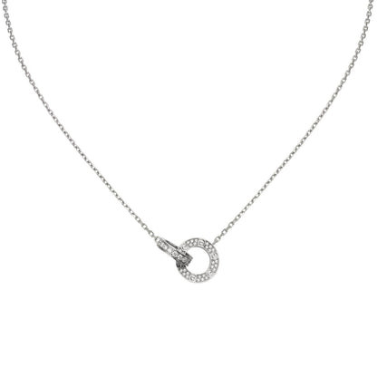 [Loran]LOVE DOUBLE-RING PENDANT FULL-PAVÉ NECKLACE