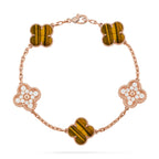 [Loran]LUCKY CLOVER 5-MOTIF BRACELET -  TIGER’S EYE COLLECTION