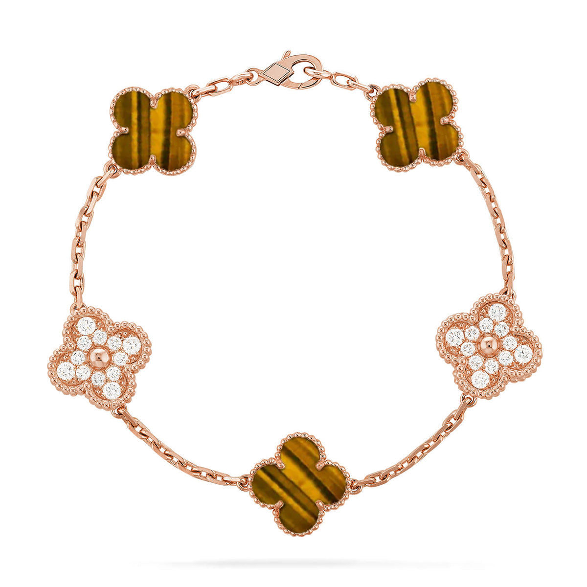 [Loran]LUCKY CLOVER 5-MOTIF BRACELET -  TIGER’S EYE COLLECTION