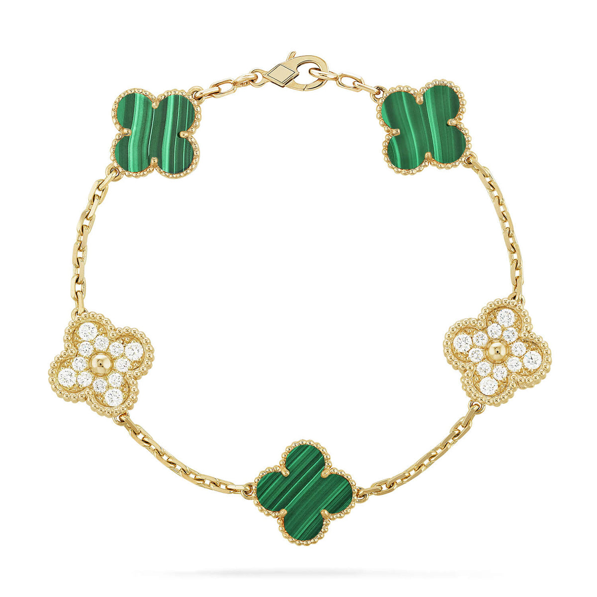 [Loran]LUCKY CLOVER 5-MOTIF BRACELET - MALACHITE COLLECTION