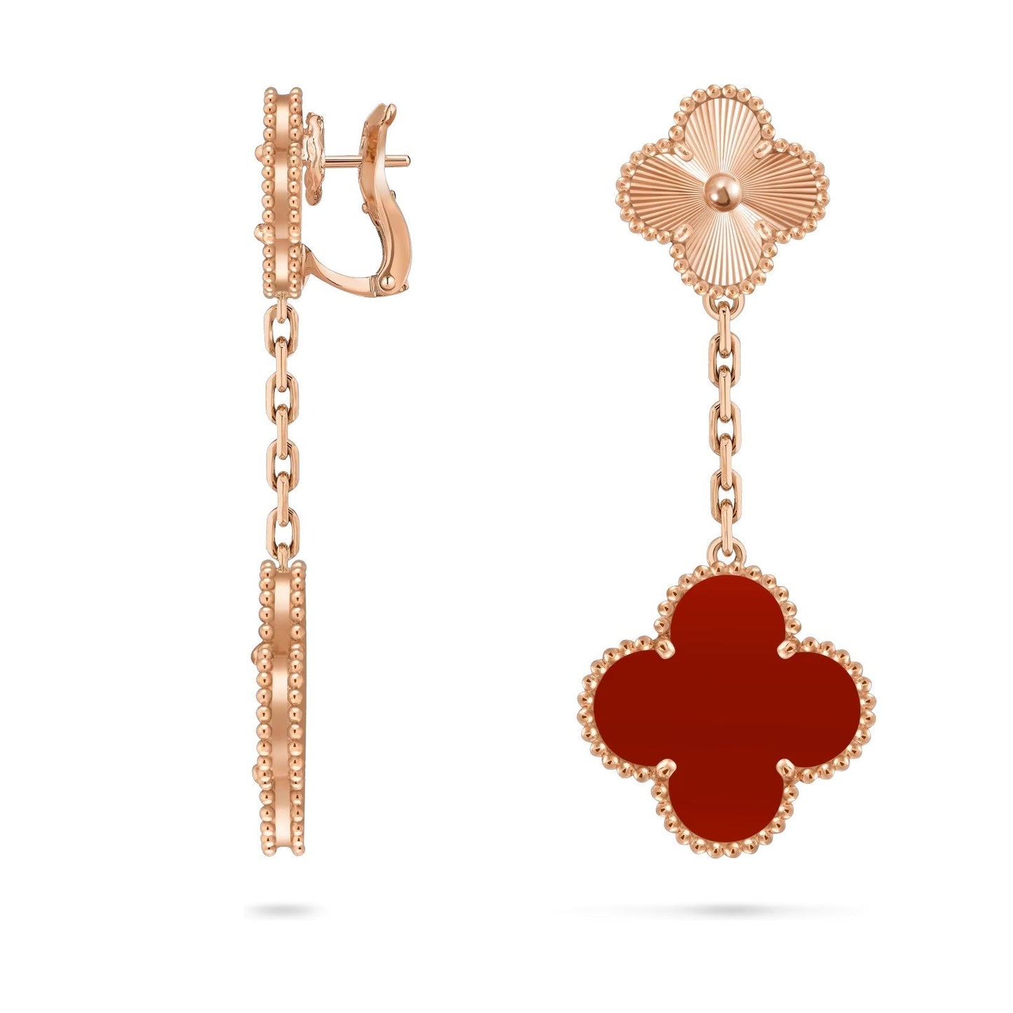[Loran]CLOVER DUAL-MOTIF STATEMENT STUD EARRINGS - DOUBLE-CHARM COLLECTION