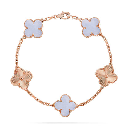 [Loran]LUCKY CLOVER 5-MOTIF BRACELET - PURPLE CHALCEDONY COLLECTION
