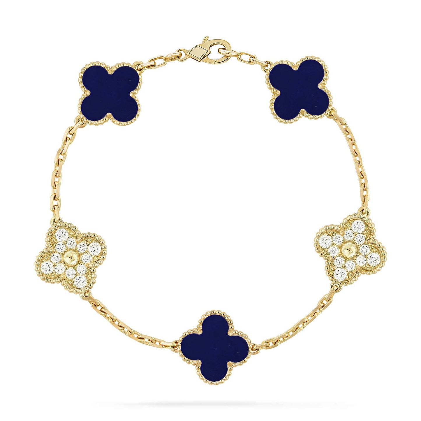 [Loran]LUCKY CLOVER 5-MOTIF BRACELET - LAPIS LAZULI COLLECTION