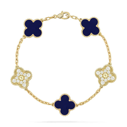 [Loran]LUCKY CLOVER 5-MOTIF BRACELET - LAPIS LAZULI COLLECTION