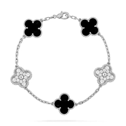 [Loran]LUCKY CLOVER 5-MOTIF BRACELET - BLACK OXNY COLLECTION