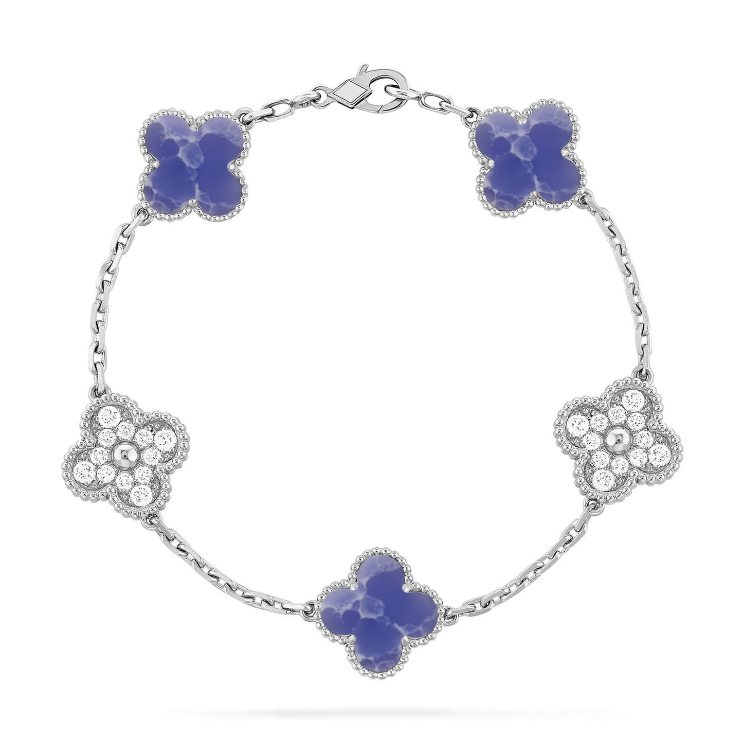 [Loran]LUCKY CLOVER 5-MOTIF BRACELET - BLUE LARIMAR COLLECTION