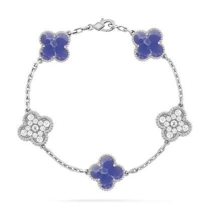 [Loran]LUCKY CLOVER 5-MOTIF BRACELET - BLUE LARIMAR COLLECTION