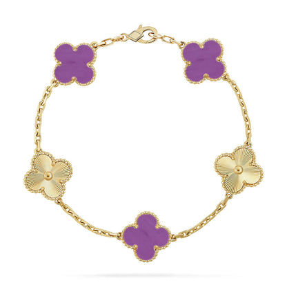 [Loran]LUCKY CLOVER 5-MOTIF BRACELET - VIOLET COLLECTION