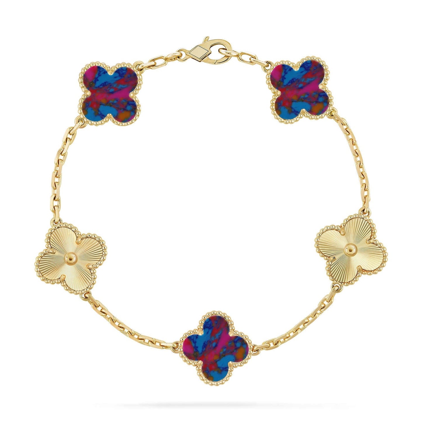[Loran]LUCKY CLOVER 5-MOTIF BRACELET - MULTI-GEM COLLECTION