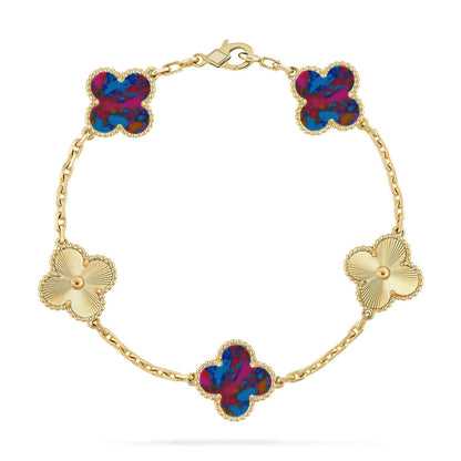 [Loran]LUCKY CLOVER 5-MOTIF BRACELET - MULTI-GEM COLLECTION