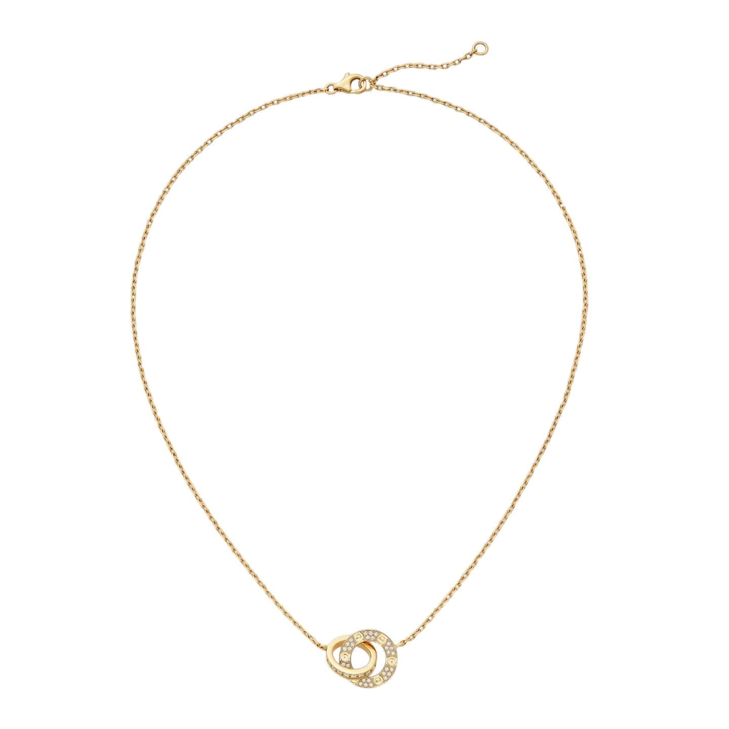 [Loran]LOVE DOUBLE-RING PENDANT FULL-PAVÉ NECKLACE